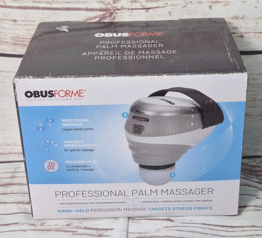 Professional Hand Held Palm Massager ObusForme Multi-Speed, Heat Function WORKS